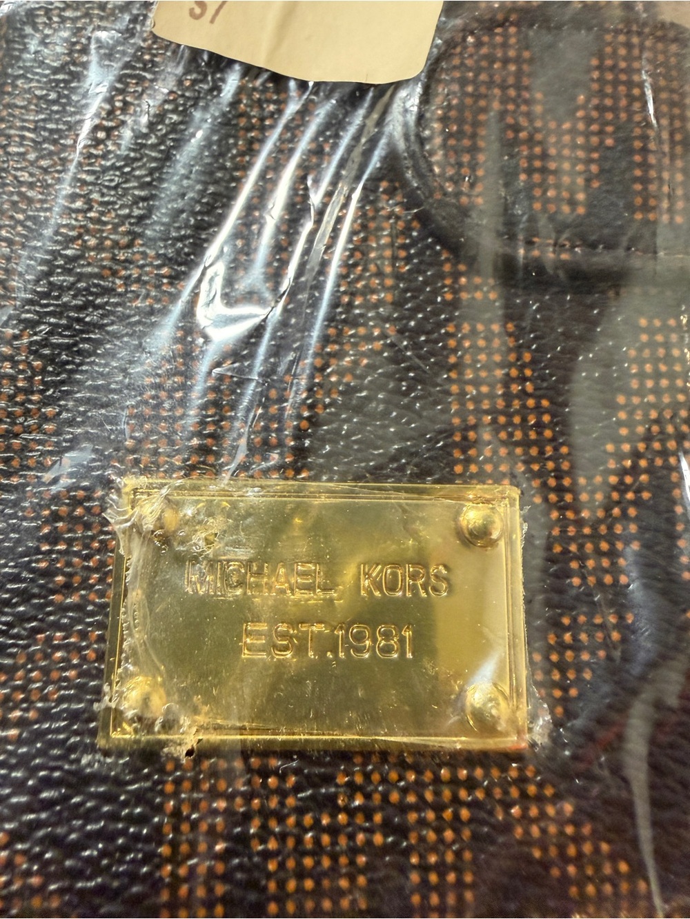 Michael Kors Brown Monogram Phone Case with Gold Plaque - Picture 2 of 5